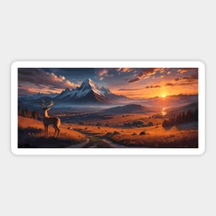 landscape painting, mountain landscape, hike and explore, v9 Sticker